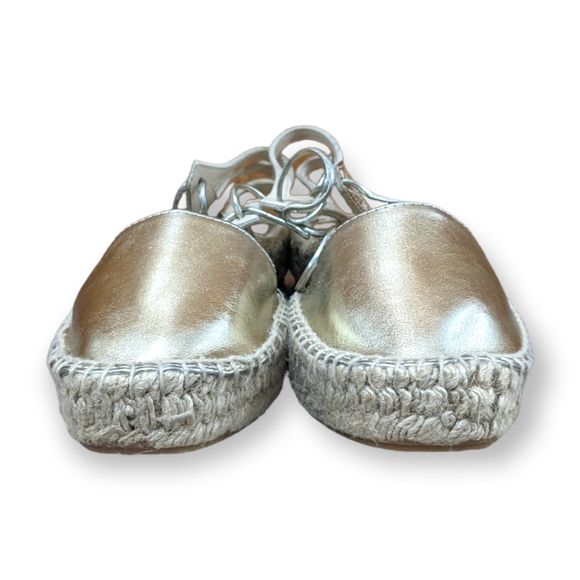 ZARA Basic Collection Gold Lace Up Espadrille, 6.5 - Picture 3 of 9